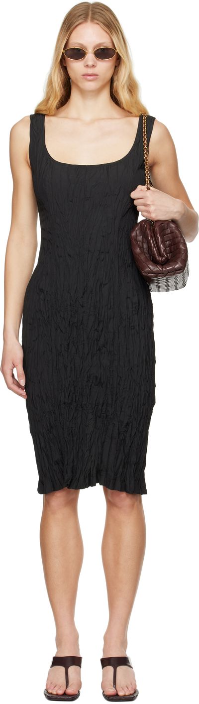 Bottega Veneta Bottega Veneta Black Crinkled Midi Dress