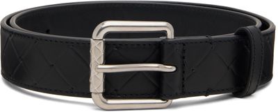 Bottega Veneta Bottega Veneta Black Intrecciato Stamp Belt