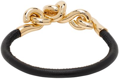 Bottega Veneta Bottega Veneta Black Loop Leather Bracelet