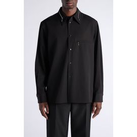 Bottega Veneta Bottega Veneta Black Wool Twill Button-Up Overshirt