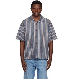 Bottega Veneta Bottega Veneta Blue Bold Cotton Linen Stripe Shirt