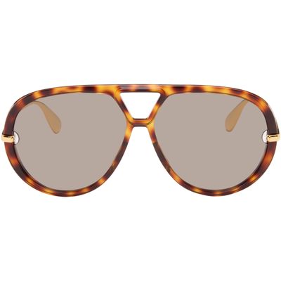 Bottega Veneta Bottega Veneta Brown & Gold Classic Aviator Sunglasses
