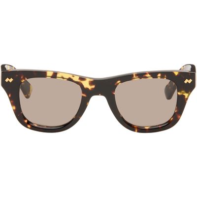 Bottega Veneta Bottega Veneta Brown & Yellow Dizzy Squared Sunglasses