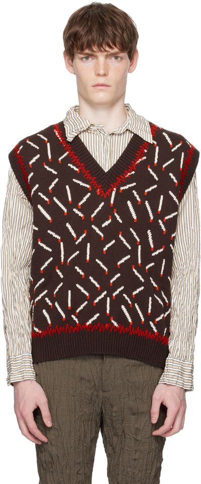 Bottega Veneta Bottega Veneta Brown Cotton Jacquard Matches Vest