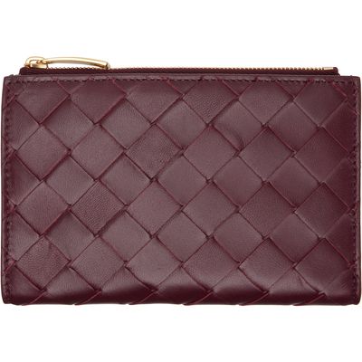 Bottega Veneta Bottega Veneta Burgundy Intrecciato Medium Bi-Fold Wallet