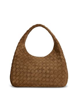 Bottega Veneta Bottega Veneta Campana Intrecciato Suede Shoulder Bag