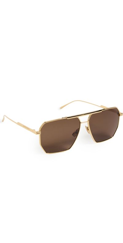 Bottega Veneta Bottega Veneta Classic Aviator Sunglasses Gold-Gold-Brown One