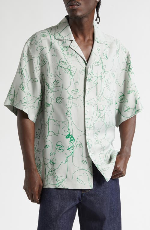 Bottega Veneta Bottega Veneta Doodle Print Twill Short Sleeve Button-Up Shirt