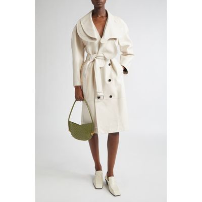 Bottega Veneta Bottega Veneta Double Breasted Leather Trench Coat