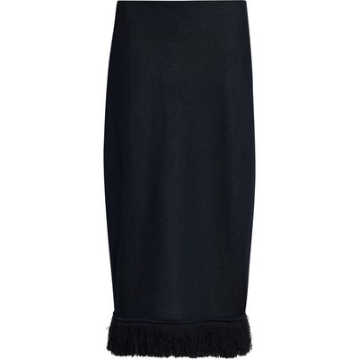 Bottega Veneta Bottega Veneta Fringe Double Layer Silk Sweater Skirt
