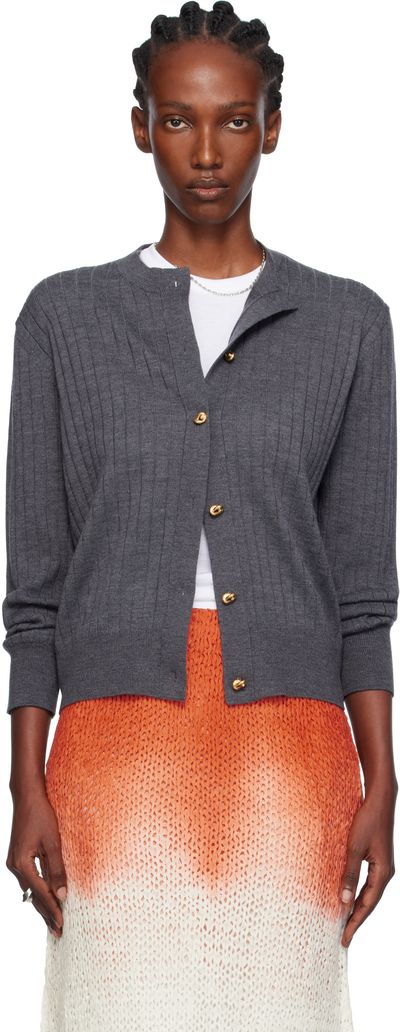 Bottega Veneta Bottega Veneta Gray Wool Rib Cardigan