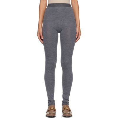 Bottega Veneta Bottega Veneta Gray Wool Rib Seamless Leggings