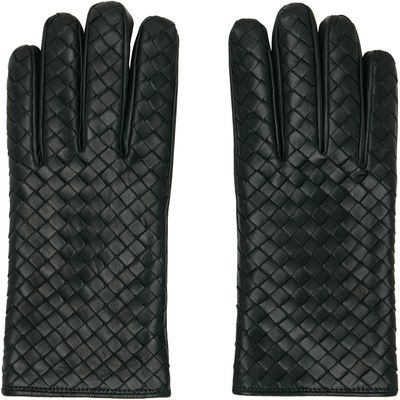 Bottega Veneta Bottega Veneta Green Intrecciato Leather Gloves