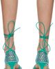 Bottega Veneta Bottega Veneta Green Sparkle Stretch Web Heels - 2