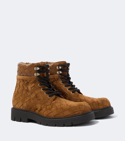 Bottega Veneta Bottega Veneta Haddock Intrecciato suede lace-up boots