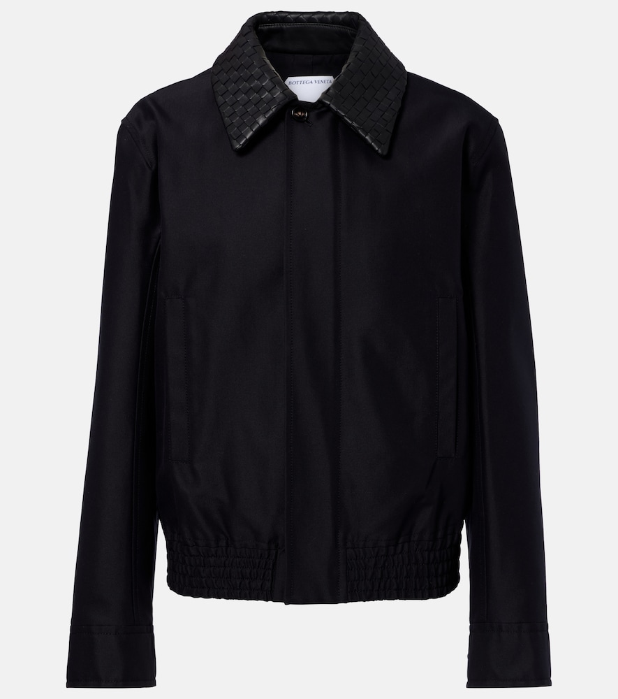 Bottega Veneta Bottega Veneta Intrecciato leather-trimmed canvas jacket