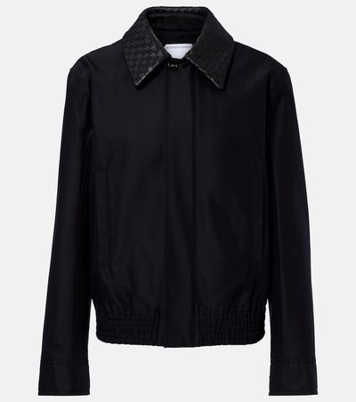 Bottega Veneta Bottega Veneta Intrecciato leather-trimmed canvas jacket