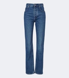 Bottega Veneta Bottega Veneta Intrecciato leather-trimmed slim jeans