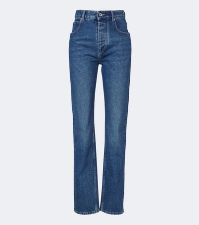 Bottega Veneta Bottega Veneta Intrecciato leather-trimmed slim jeans