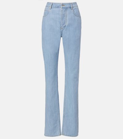 Bottega Veneta Bottega Veneta Intrecciato leather-trimmed straight jeans