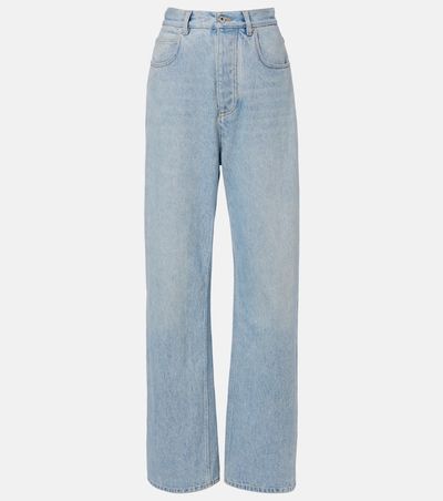 Bottega Veneta Bottega Veneta Intrecciato leather-trimmed wide-leg jeans