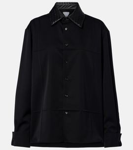 Bottega Veneta Bottega Veneta Intrecciato leather-trimmed wool shirt