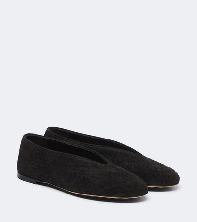 Bottega Veneta Bottega Veneta Intrecciato suede ballet flats