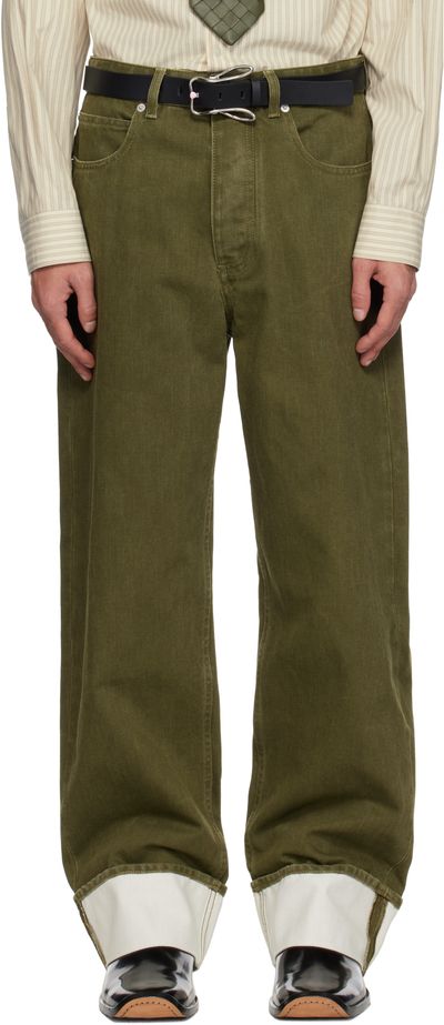 Bottega Veneta Bottega Veneta Khaki Colored Turned Up Jeans