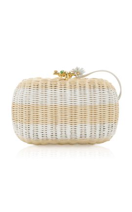 Bottega Veneta Bottega Veneta Knot Striped Wicker Clutch