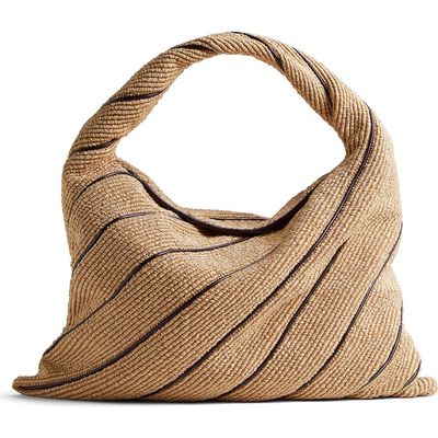 Bottega Veneta Bottega Veneta Large Hop Stripe Raffia Hobo Bag