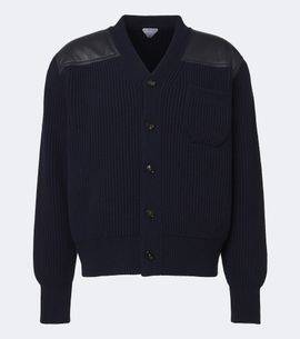 Bottega Veneta Bottega Veneta Leather-trimmed wool and cashmere cardigan