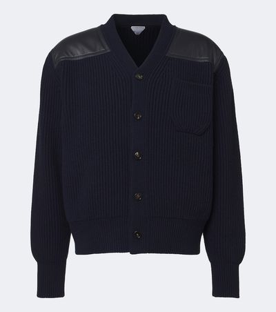 Bottega Veneta Bottega Veneta Leather-trimmed wool and cashmere cardigan