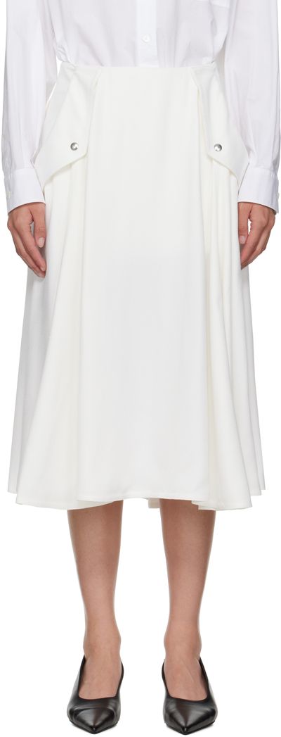 Bottega Veneta Bottega Veneta Off-White Viscose Pleated Midi Skirt