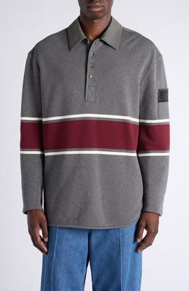 Bottega Veneta Bottega Veneta Oversize Long Sleeve Cotton Fleece Polo