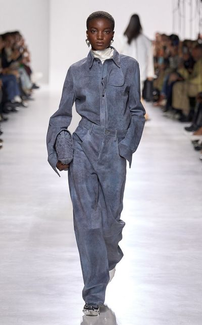 Bottega Veneta Bottega Veneta Relaxed Brushed Suede WideLeg Pants Blue IT 36