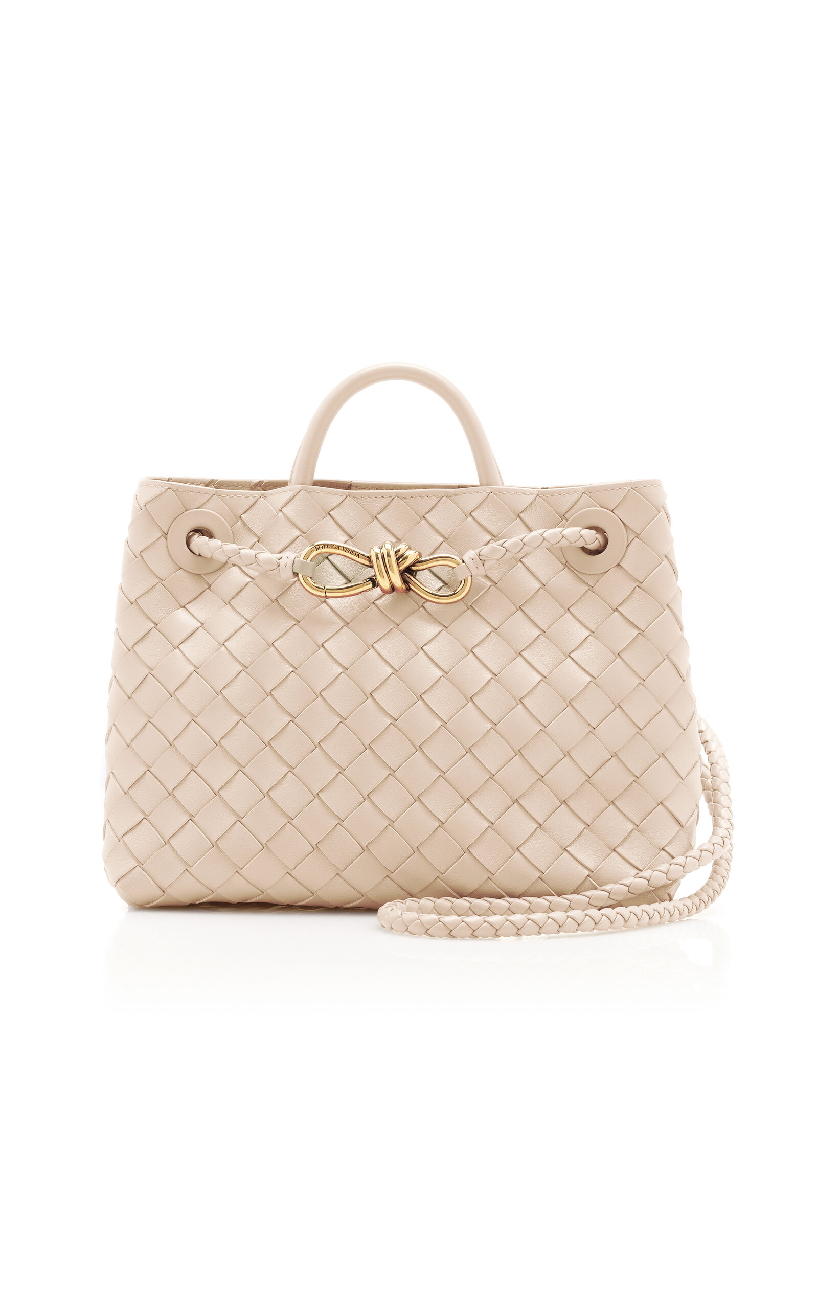 Bottega Veneta Bottega Veneta Small Andiamo Intrecciato Leather Bag White OS