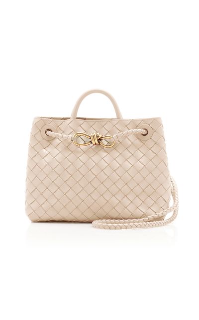 Bottega Veneta Bottega Veneta Small Andiamo Intrecciato Leather Bag White OS