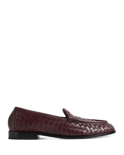Bottega Veneta Bottega Veneta Women's Silenzio Brown Woven Leather Loafers