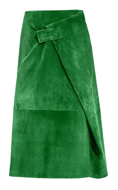 Bottega Veneta Bottega Veneta Wrapped Suede Midi Skirt