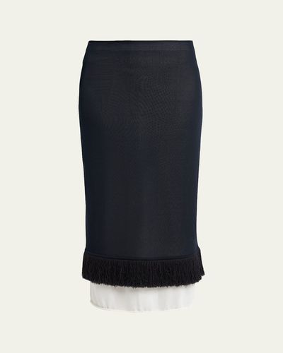 Bottega Veneta Colorblock Layered Fringe Midi Skirt