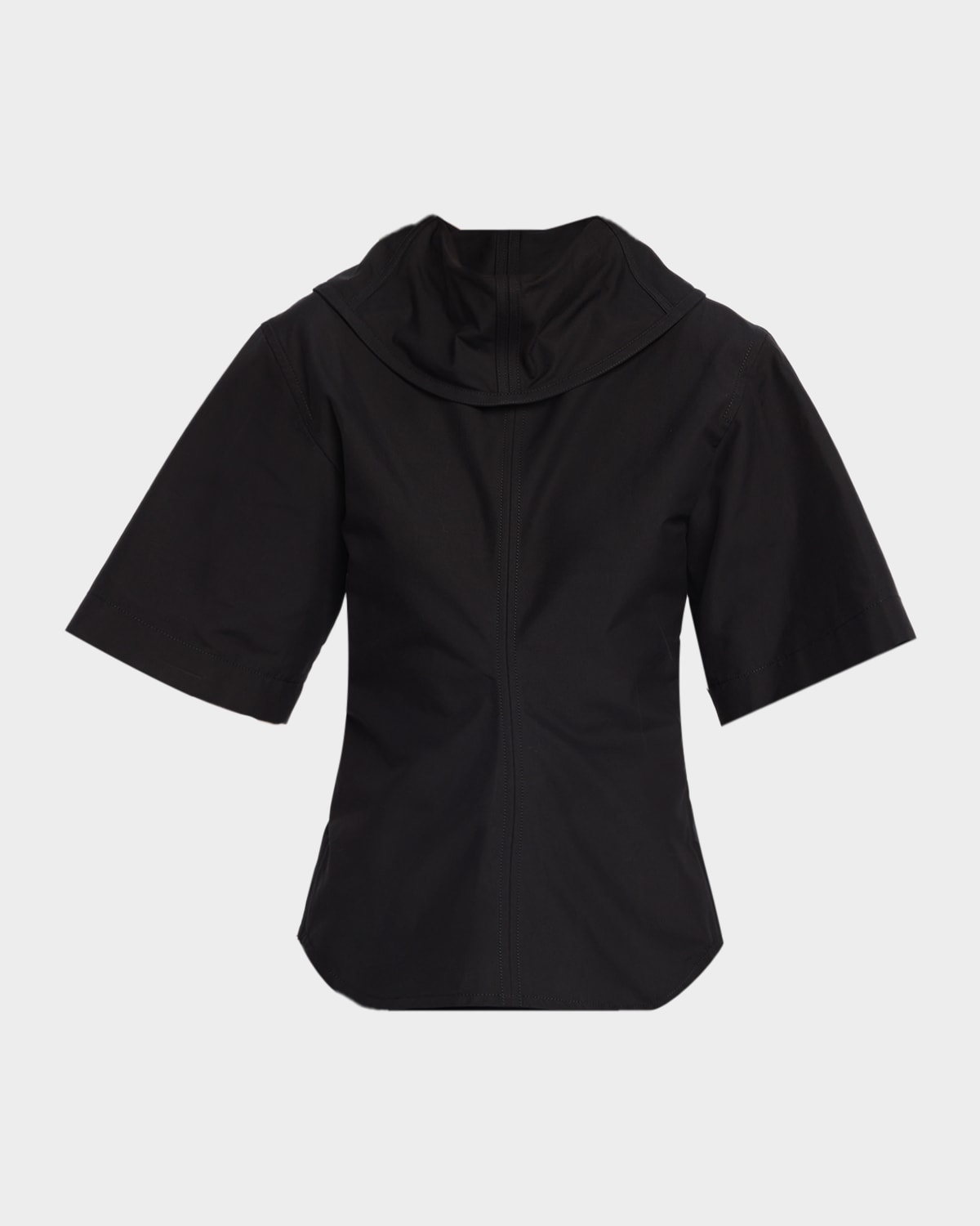 Bottega Veneta Cotton Foldover Collar Short-Sleeve Top
