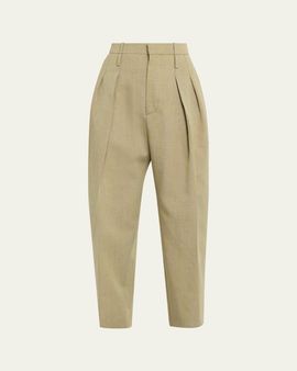 Bottega Veneta Double-Pleated Wool Straight-Leg Trousers