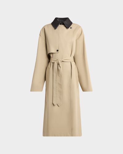Bottega Veneta Intrecciato-Collar Water-Repellent Trench Coat
