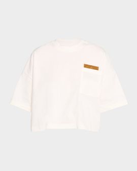 Bottega Veneta Intrecciato-Pocket Pima Cotton Jersey Crop T-Shirt