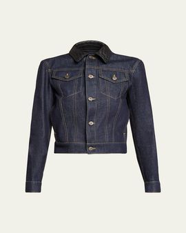 Bottega Veneta Intrecciato Collar Cotton Denim Jacket