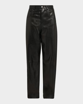 Bottega Veneta Intrecciato Pocket Straight-Leg Leather Trousers
