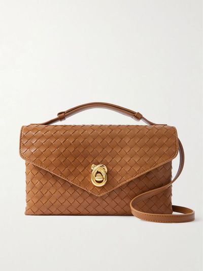 BOTTEGA VENETA Knot Lock medium Intrecciato leather top-handle bag