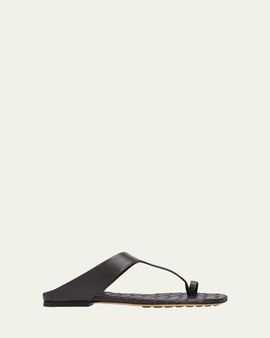 Bottega Veneta Livia Lagoon Nappa Leather Flat Toe-Ring Sandals