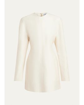 Bottega Veneta Long-Sleeve Cotton-Silk Toile Mini Dress