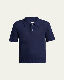 Bottega Veneta Men's Cotton and Wool Crochet Polo Shirt